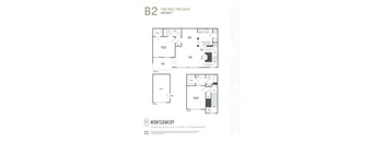 Floor plan for a two bedroom, two bath apartment.