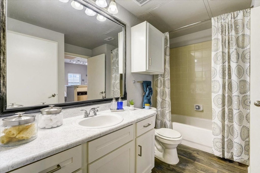 a bathroom with a sink toilet and a mirror