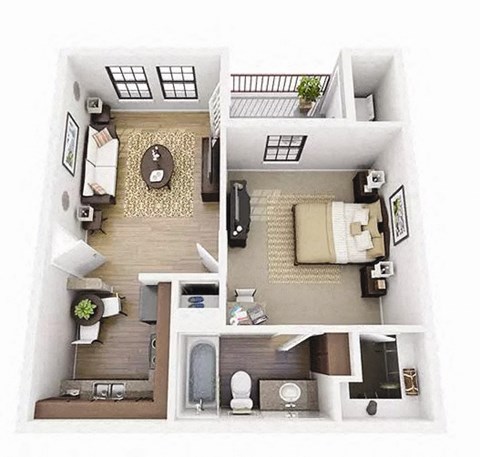 a floor plan of a house with a bedroom and a living room