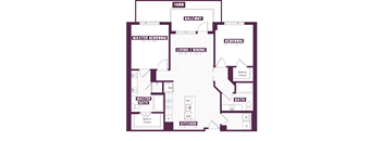 A floor plan of a house with a master bedroom, living room, dining room, kitchen, and bathrooms.