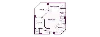 A floor plan of a house with a master bedroom and a living area.