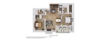 A floor plan of a house with a living room, kitchen, dining room, and bedrooms.