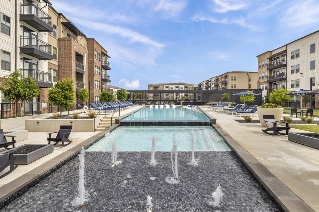 the preserve at ballantyne commons pool and apartment buildings