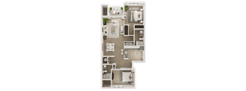 a floor plan of a 3 bedroom apartment