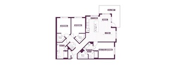 A floor plan of a house with a living room, dining room, kitchen, and multiple bedrooms.