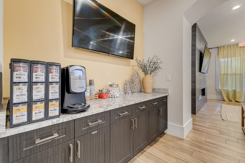 the reserve at city center spacious kitchen with counter top and coffee machines