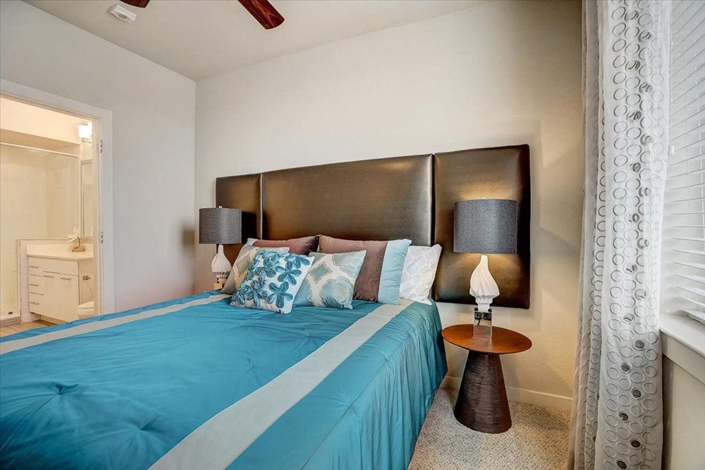 a bedroom with a bed and a closet