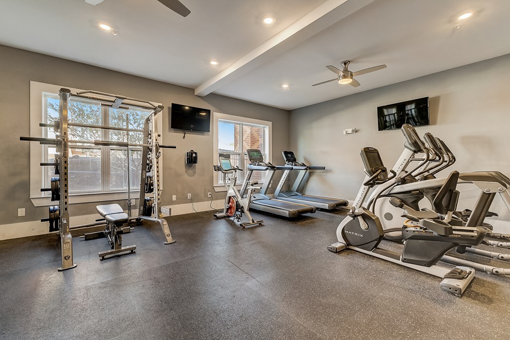 the gym has plenty of cardio equipment and treadmills