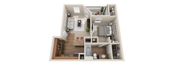 a 1 bedroom floor plan with a bathroom and a living room