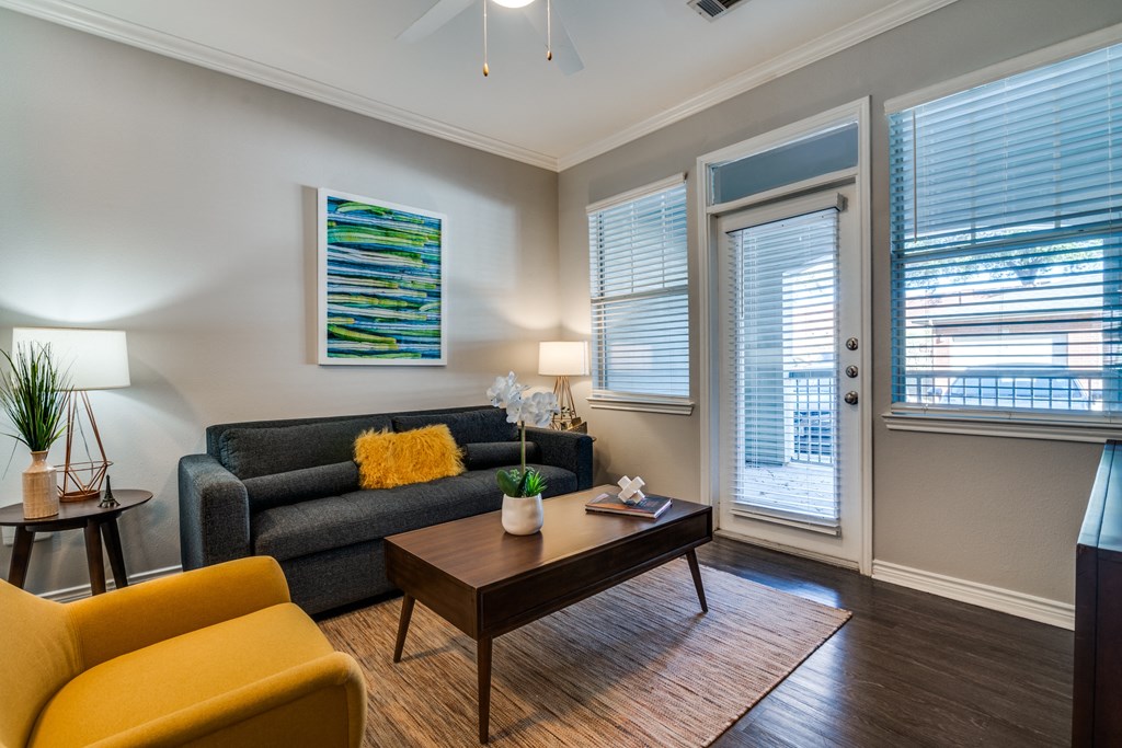 a living room with a couch and a coffee table
