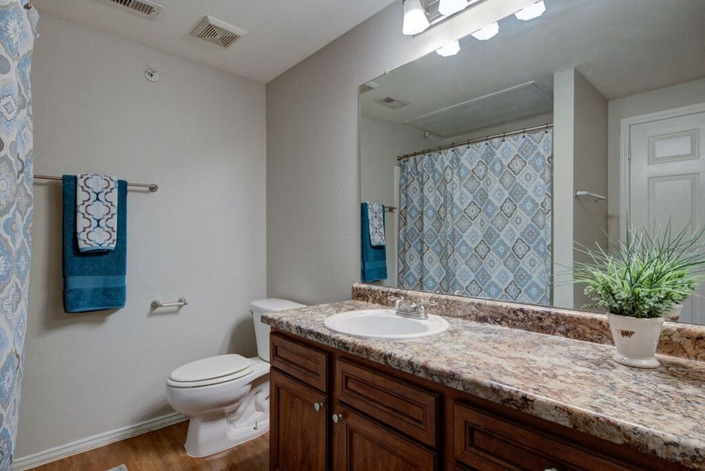 a bathroom with a sink toilet and a mirror
