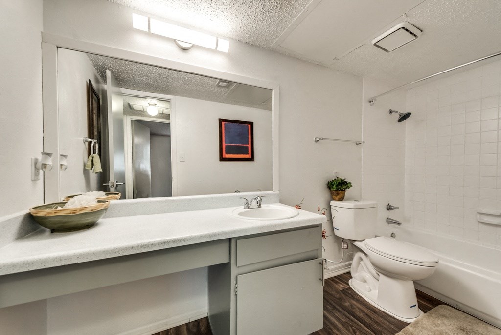 a bathroom with a sink toilet and a mirror