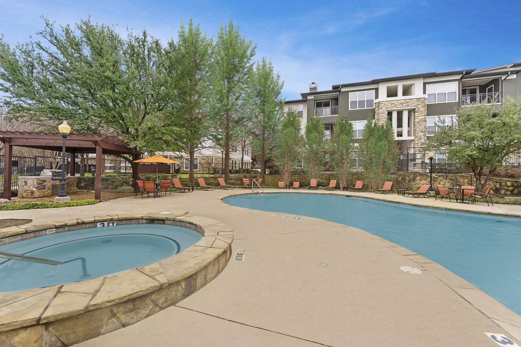 our apartments have a resort style pool and hot tub