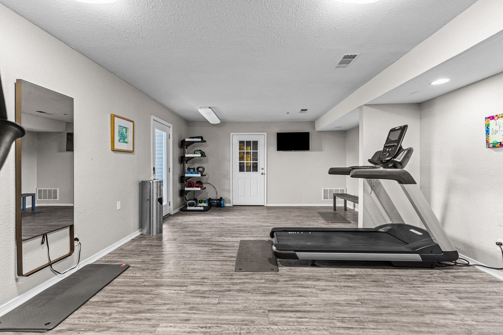 our community gym is equipped with cardio equipment and a treadmill
