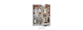 a floor plan of a house with a bedroom and a living room