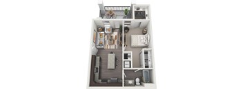 a floor plan of a 1 bedroom apartment