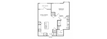 A black and white image of a house floor plan with a patio and balcony.