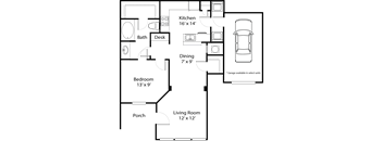 the floor plan of a bedroom house with a living room and a dining room