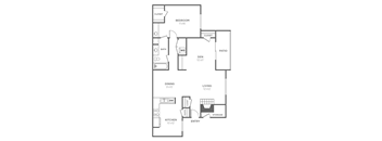 a floor plan of a 1 bedroom apartment