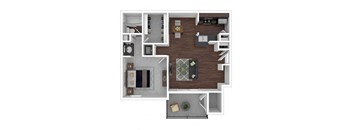 A floor plan of a house with a kitchen, living room, and dining area.