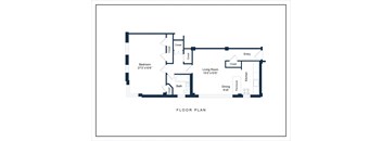 a floor plan of a home with a bedroom and a living room