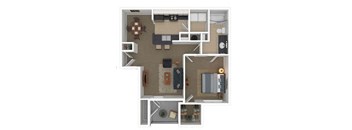 a floor plan of a house with furniture and a living room