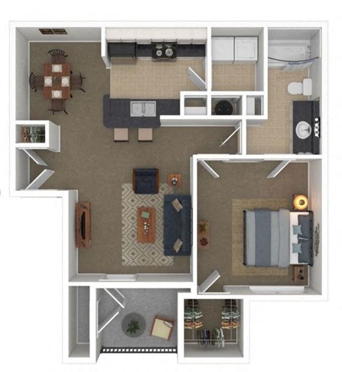 a floor plan of a house with furniture and a living room