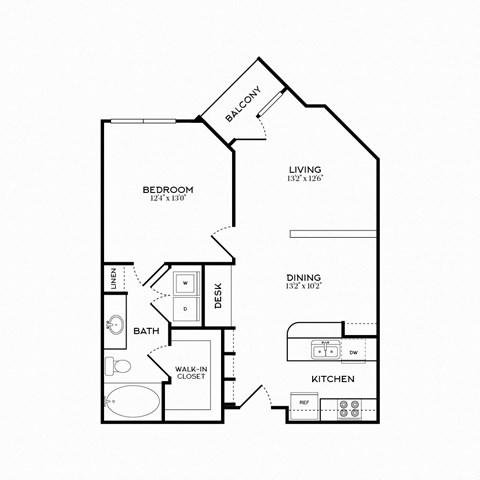 1 Bed | 1 Bath | 700 sqft | 5 Mockingbird Apartments 