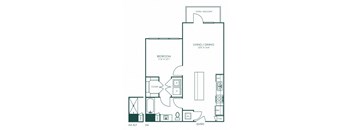 a floor plan of a 1 bedroom floor plan