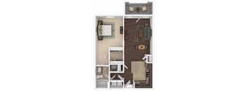 a floor plan of a 1 bedroom apartment