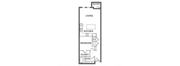 a floor plan of a small apartment with a bedroom and a living room