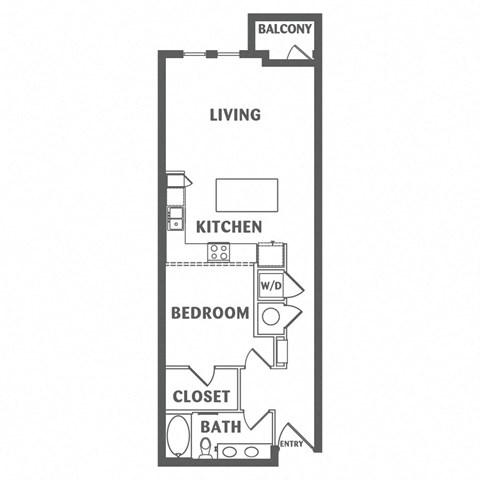 a floor plan of a small apartment with a bedroom and a living room