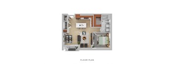a typical floor plan of a 1 bedroom apartment