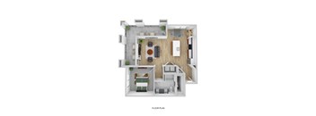 a floor plan of a house with a bedroom and a living room