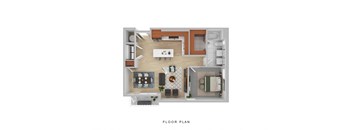 a typical floor plan of a 1 bedroom apartment