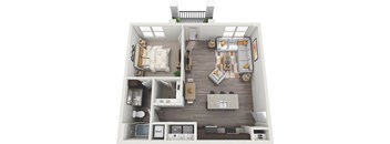 a floor plan of a one bedroom apartment with a bathroom and living room