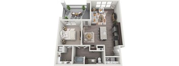 a floor plan of a two bedroom apartment with a living room and dining room