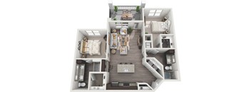 a floor plan of a two bedroom apartment with a living room and dining room