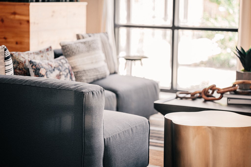 a living room with two couches and a coffee table