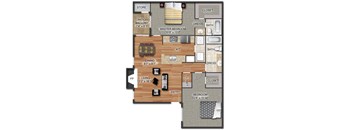 a floor plan of a small apartment with a kitchen and a living room