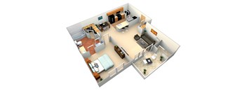a floor plan of a house with a bedroom and a living room