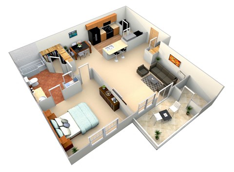 a floor plan of a house with a bedroom and a living room
