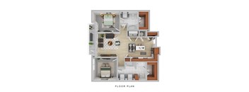 a floor plan of a home with a bedroom and living room