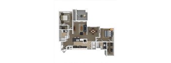 a floor plan with bedrooms and baths and a living room