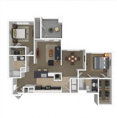 a floor plan with bedrooms and baths and a living room