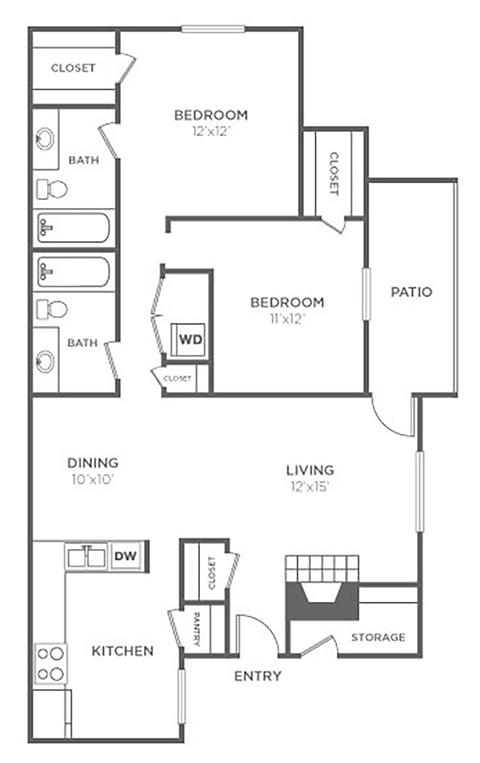 a floor plan of a bedroom apartment