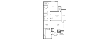 A black and white floor plan of a house with labeled rooms.