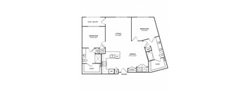 A black and white image of a house floor plan.
