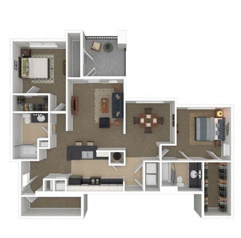 a floor plan with bedrooms and baths and a living room