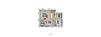 a floor plan of a house with a bedroom and a living room